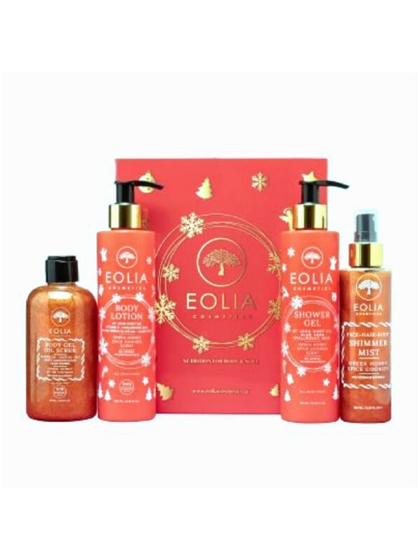 GIFT BOX EOLIA COSMETICS X MAS MELOMAKARONO BODY LOTION BODY MIST SHOWER GEL BODY SCRUB